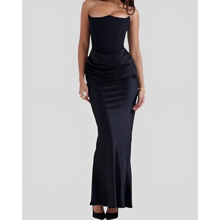 Adelgunde | Damen Maxi Kleid Für Hochzeitsgast Drapiert