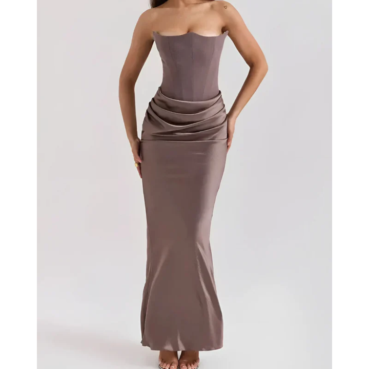 Adelgunde | Damen Maxi Kleid Für Hochzeitsgast Drapiert