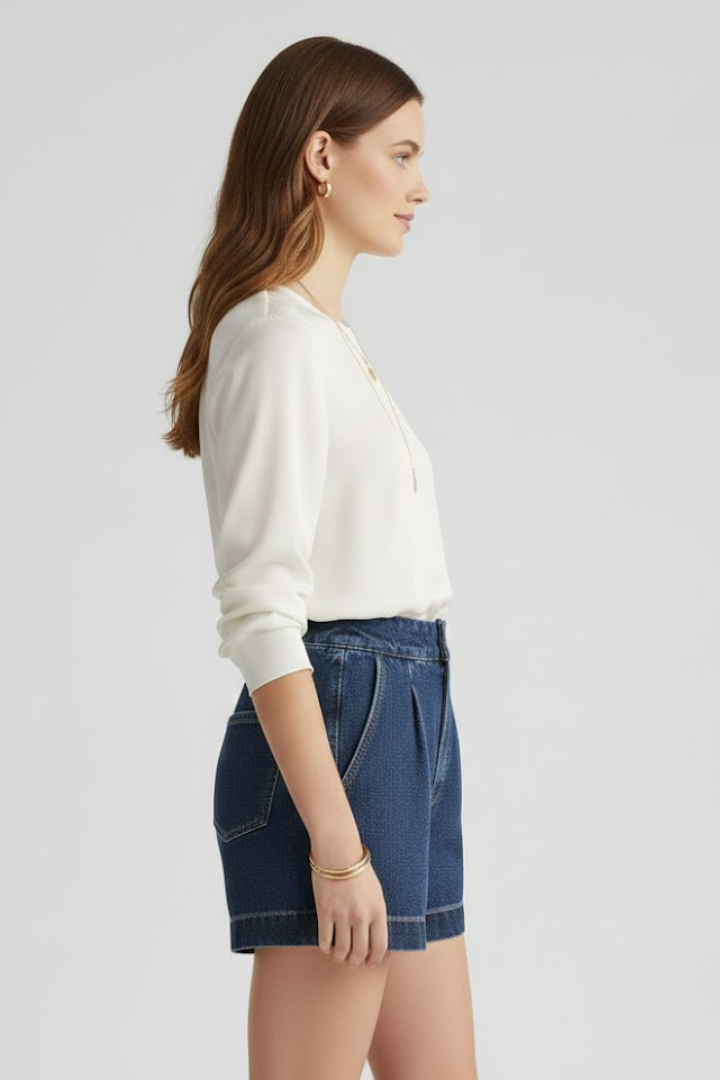 Edith | Damen-Shorts mit hoher Taille und umgeschlagenem Saum