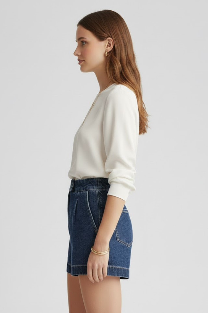Edith | Damen-Shorts mit hoher Taille und umgeschlagenem Saum