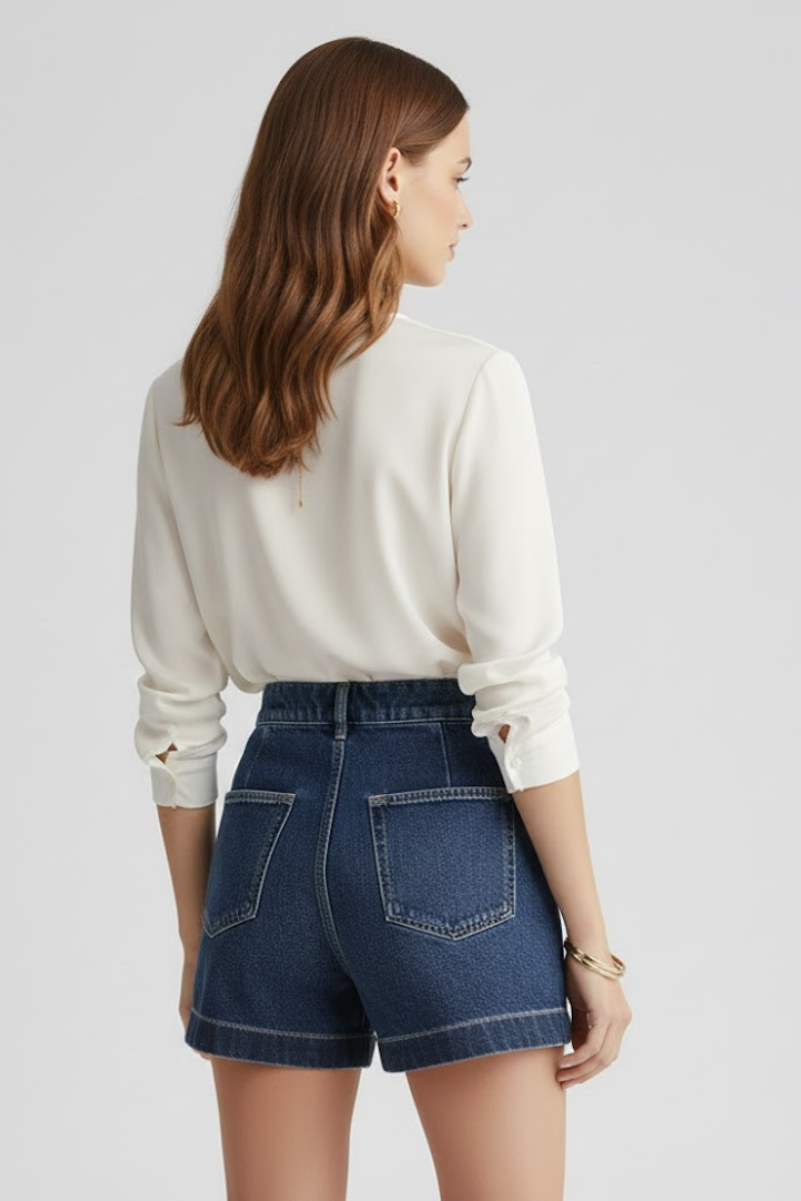 Edith | Damen-Shorts mit hoher Taille und umgeschlagenem Saum