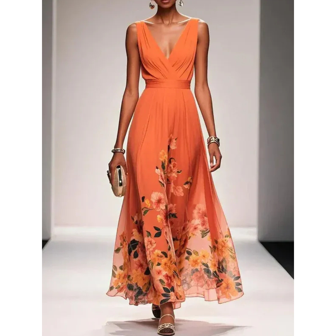 Alva | Damen Maxi Kleid Für Hochzeitsgast Mit Blumenmuster