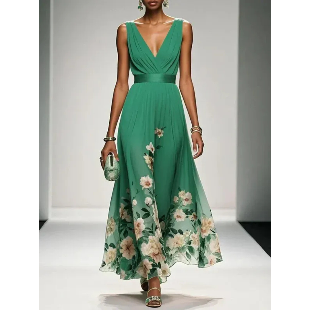 Alva | Damen Maxi Kleid Für Hochzeitsgast Mit Blumenmuster