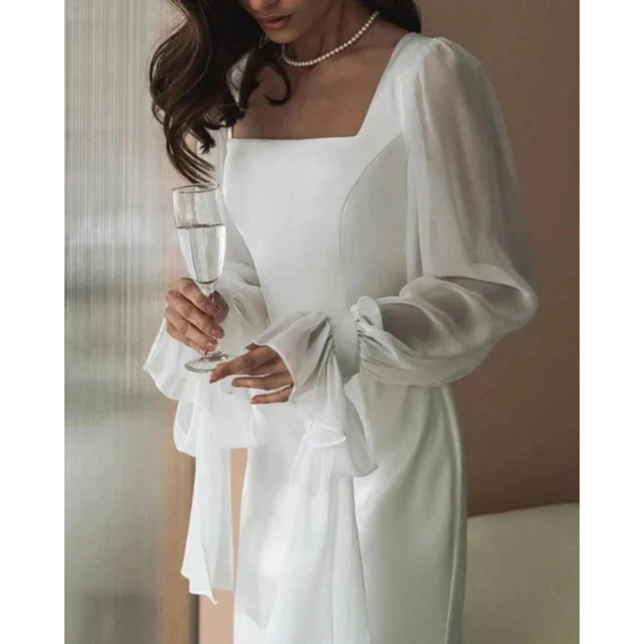Amelie | Damen Hochzeitskleid Maxi Mit Langen Ärmeln