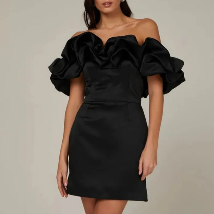 Annegret | Damen Kleid Mini Für Hochzeitsgast Mit Rüschen Detail