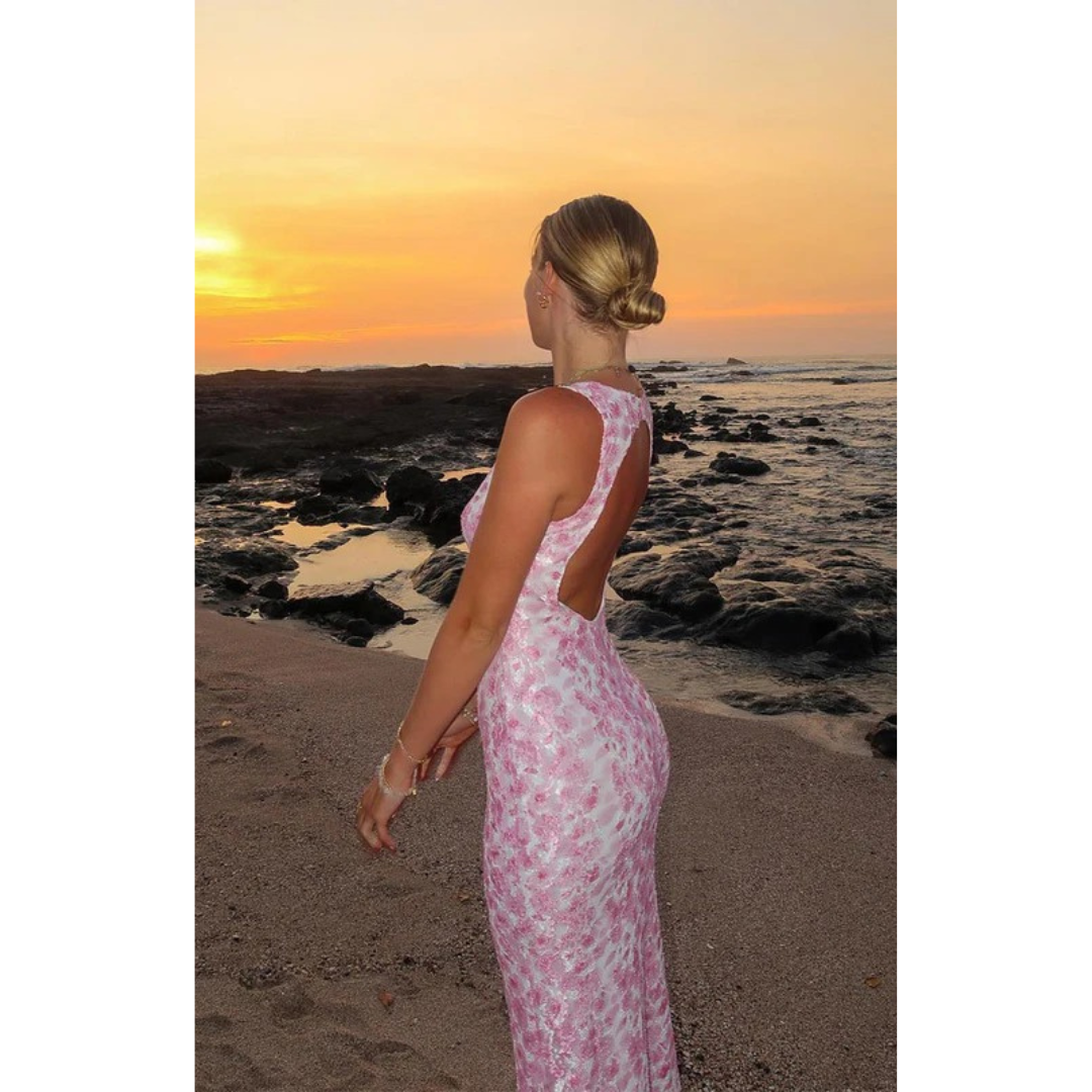 Annelie | Damen Maxi Kleid Für Hochzeitsgast Mit Blumen Print