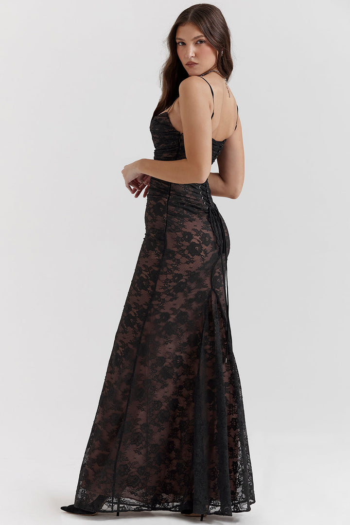 Maxikleid Damen langarm aus Spitze