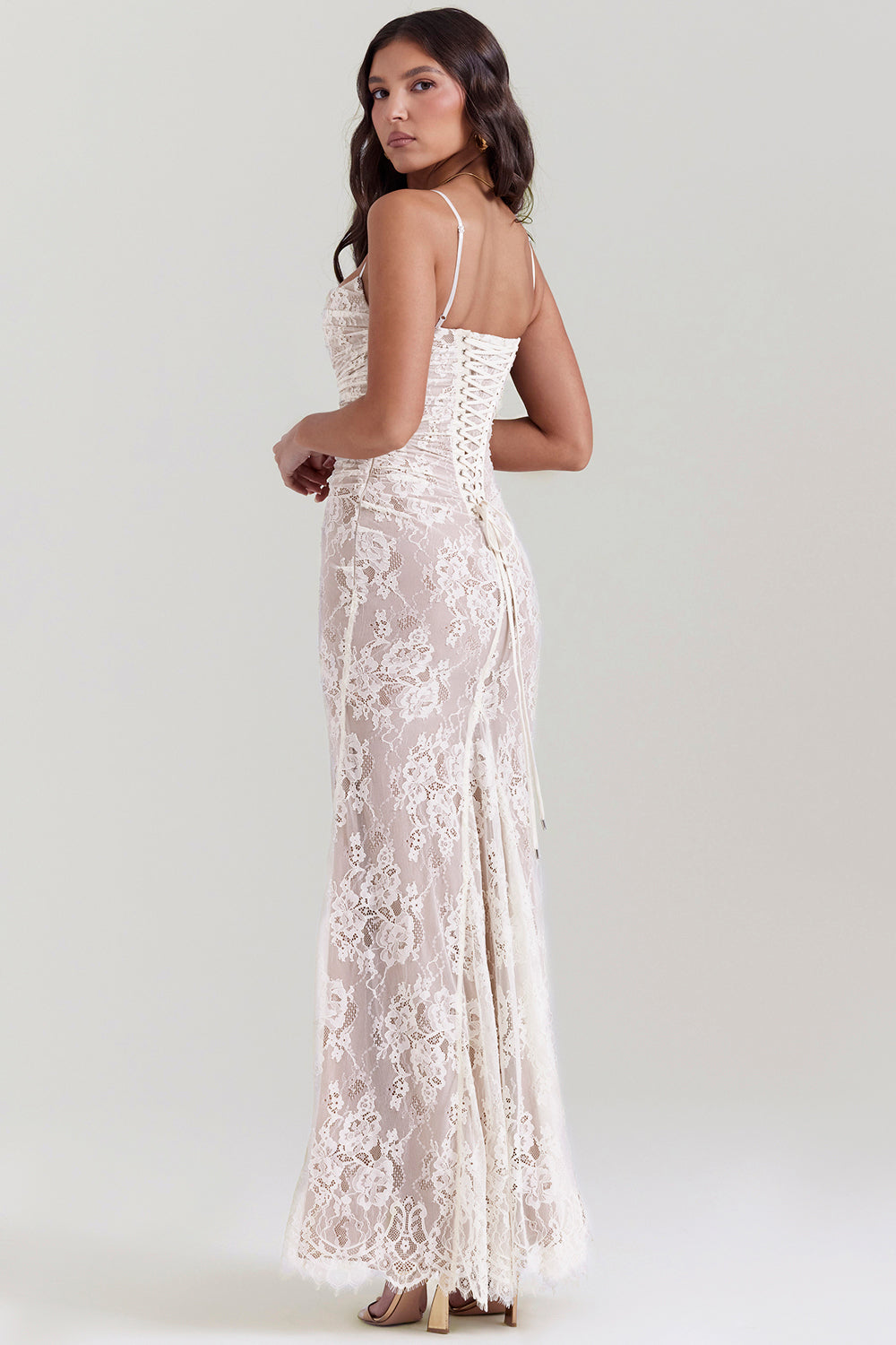 Maxikleid Damen langarm aus Spitze