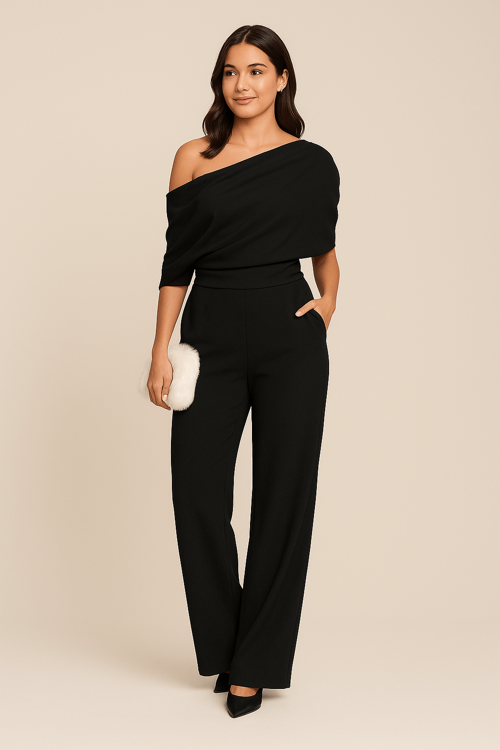 Emma | Damen Schicker One-Shoulder Frühlings-Jumpsuit