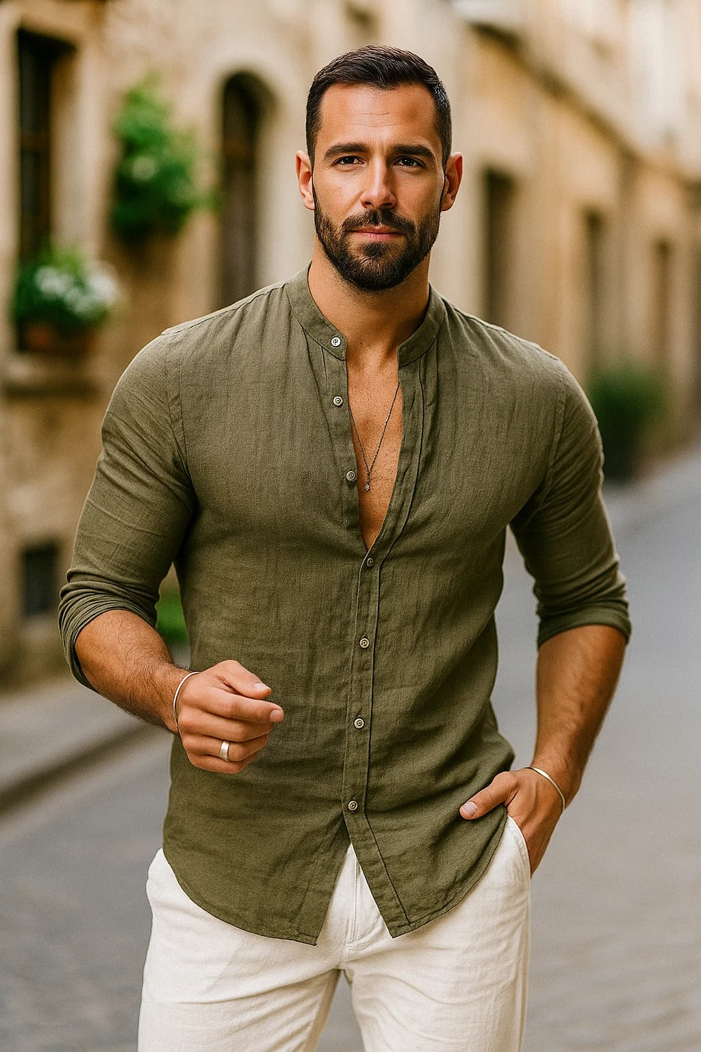 Markus –  Men's 3/4 Sleeve Shirt  - Image 4