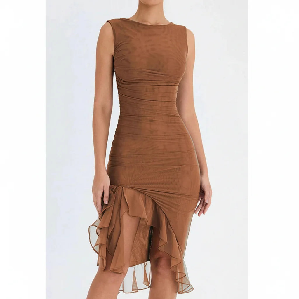 Charlotte Kleid – Elegantes Midi-Kleid aus Stretch-Mesh