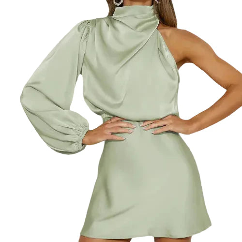 Asymmetrisches Satin-Minikleid für Damen-Mini Dress-Alpenkind