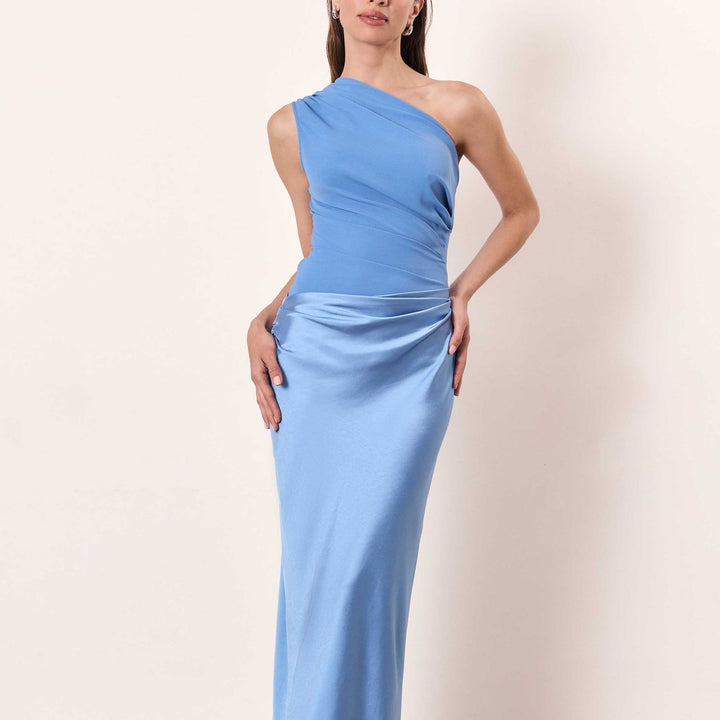 Ein-Schulter-Maxikleid mit Falten für Damen