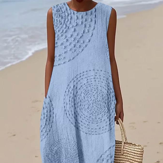 Strukturiertes, ärmelloses Maxikleid für Damen