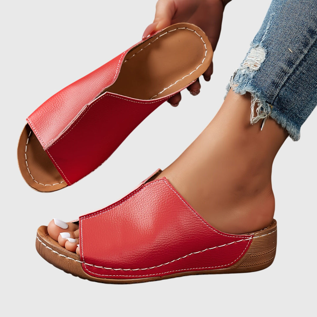 Kathrin | Damen Offene Slip-On Keilabsatz-Sandalen