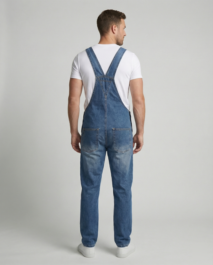 Jonas – Herren Robuste Denim-Latzhose mit Verstellbaren Trägern