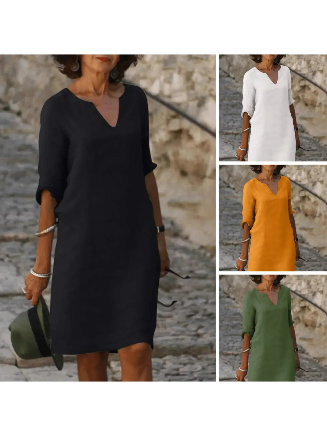 Chloe – Effortless V-Neck Midi Dress for Women - Image 14