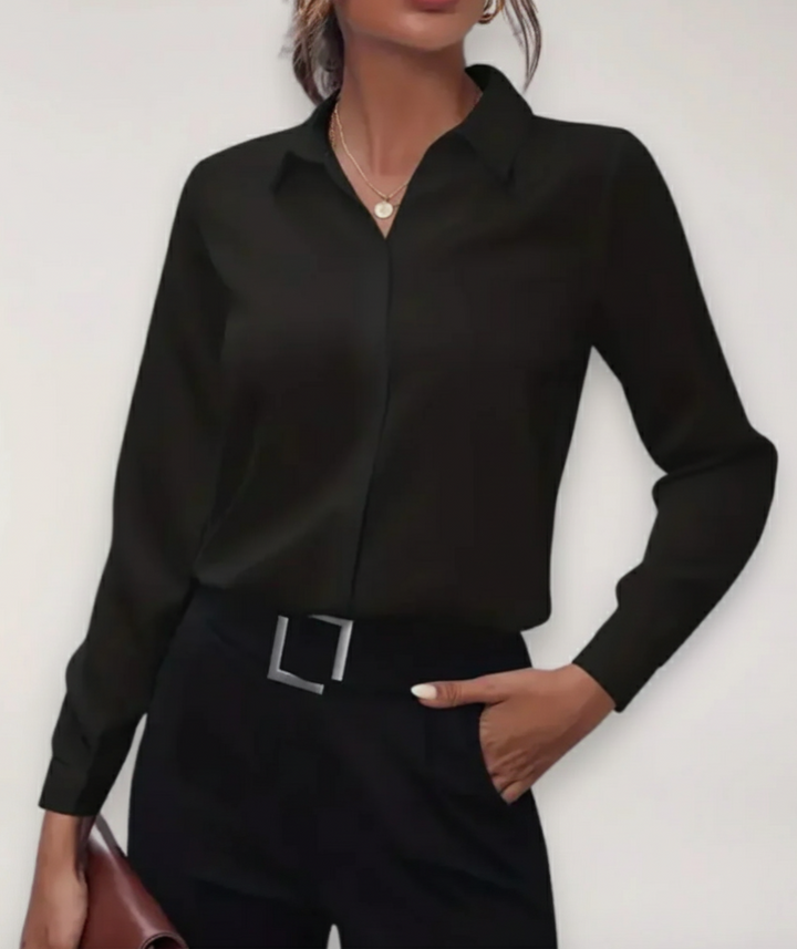 Julia | Damen Frühjahrs Bürobluse mit Knopfleiste