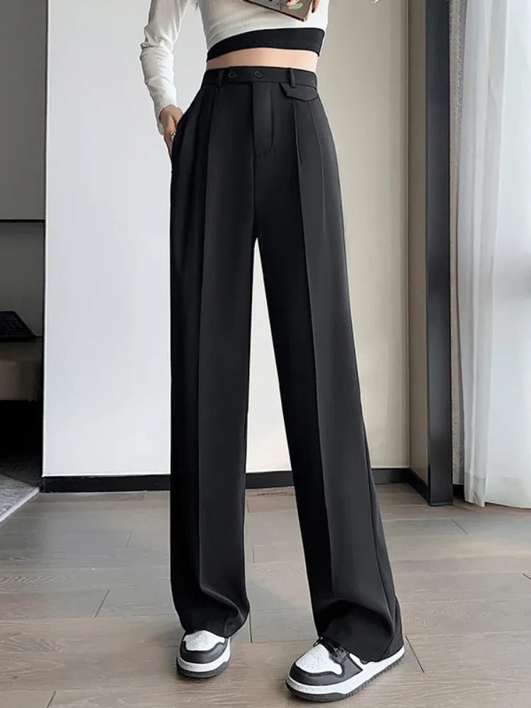 Damenhose mit hoher Taille und weitem Bein | Lockerer Schnitt