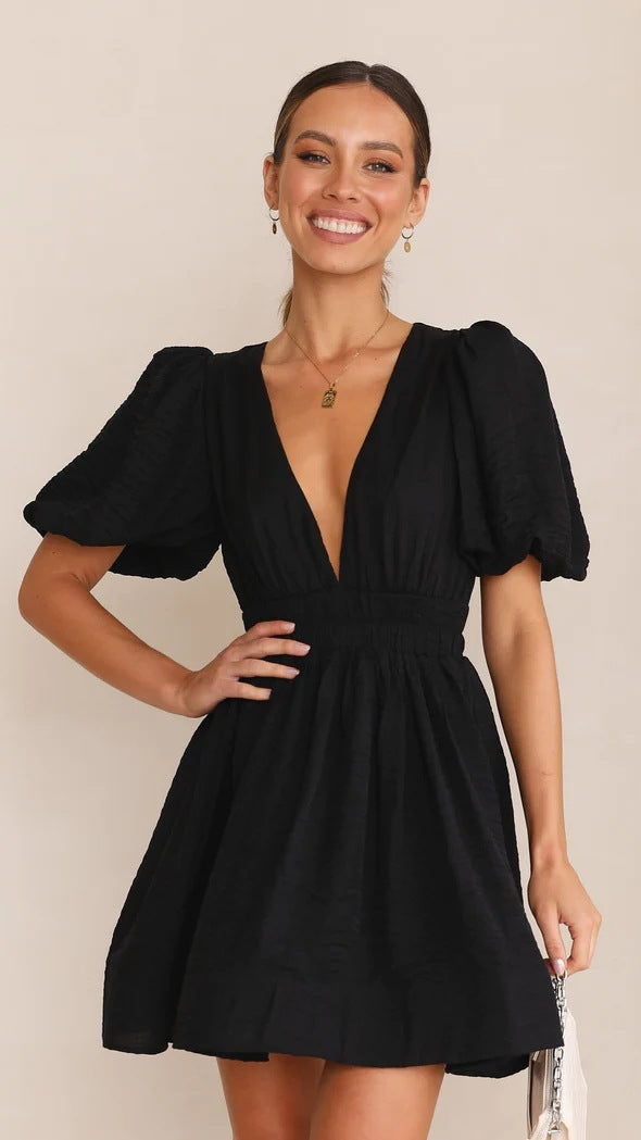 Rita | Damen Frühlings-Minikleid mit Puffärmeln