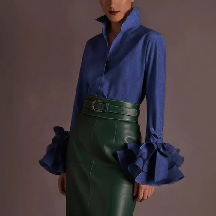 Elegante Bluse Damen mit modernen Volantärmeln