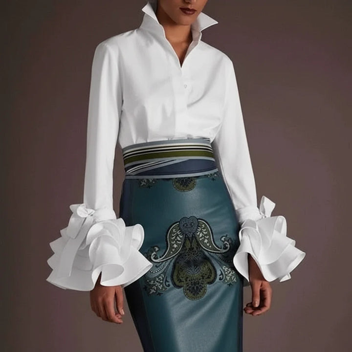 Elegante Bluse Damen mit modernen Volantärmeln