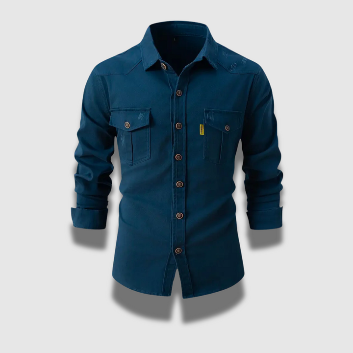 Camicia Uomo Cotone Stile Operaio Vestibilità Casual