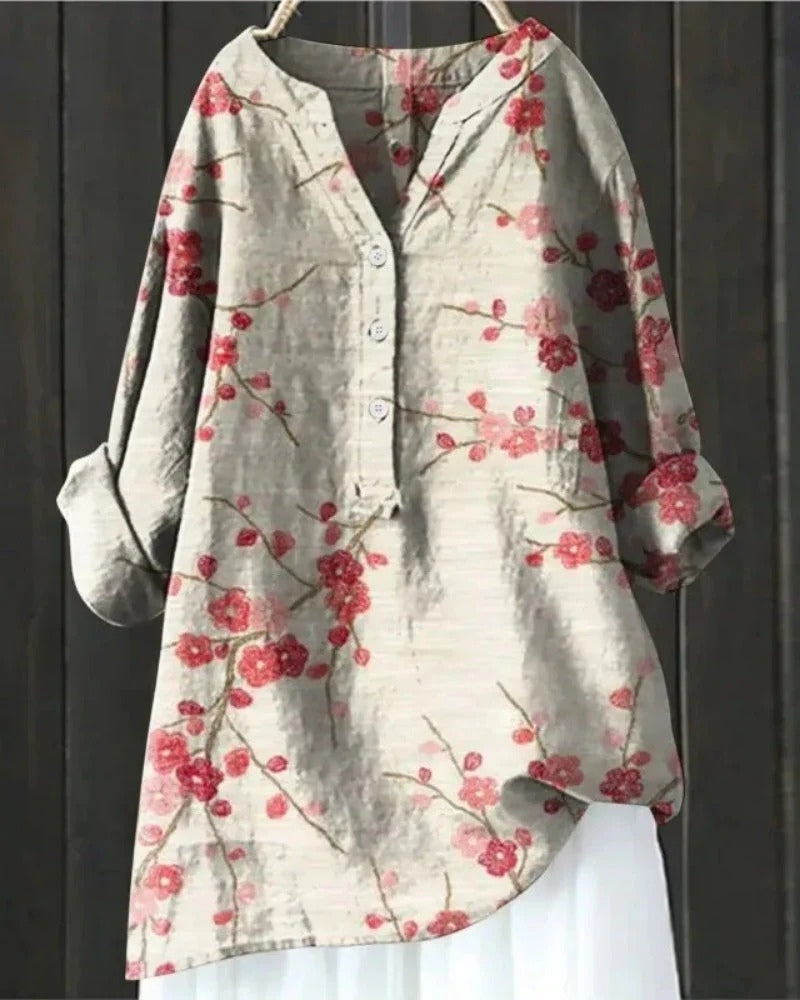 Bluse mit floralem Muster | Langarm Damen