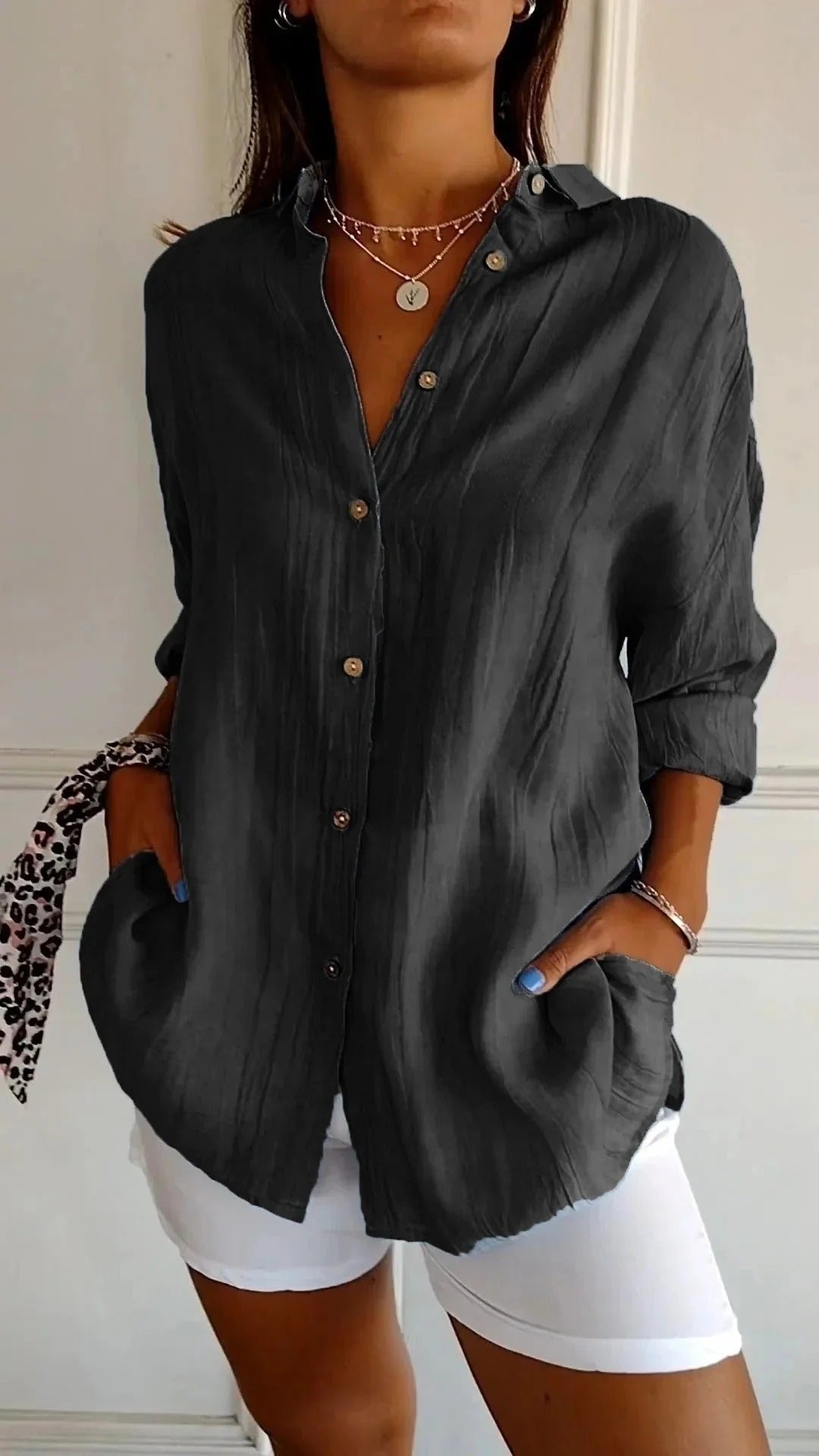 Bluse mit Knopfleiste | Langarm Damen