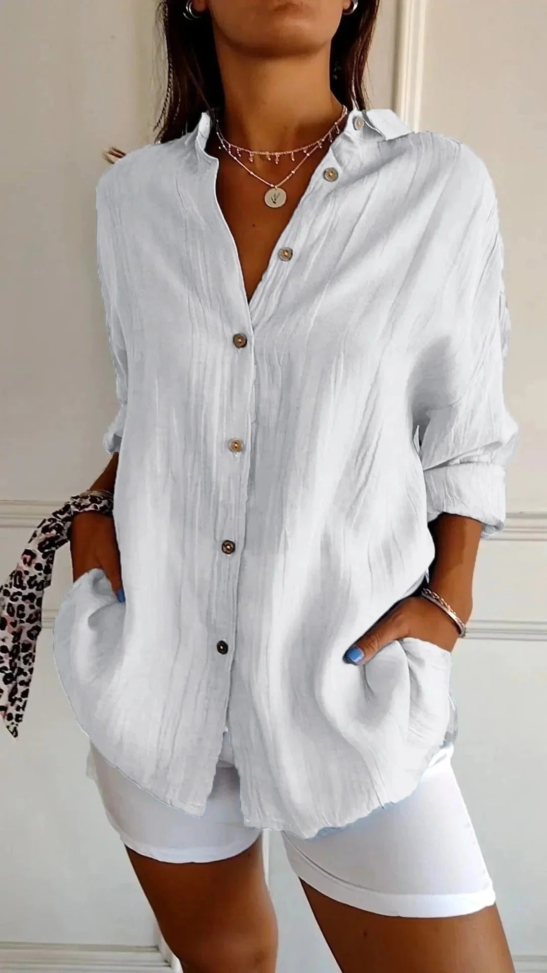 Bluse mit Knopfleiste | Langarm Damen