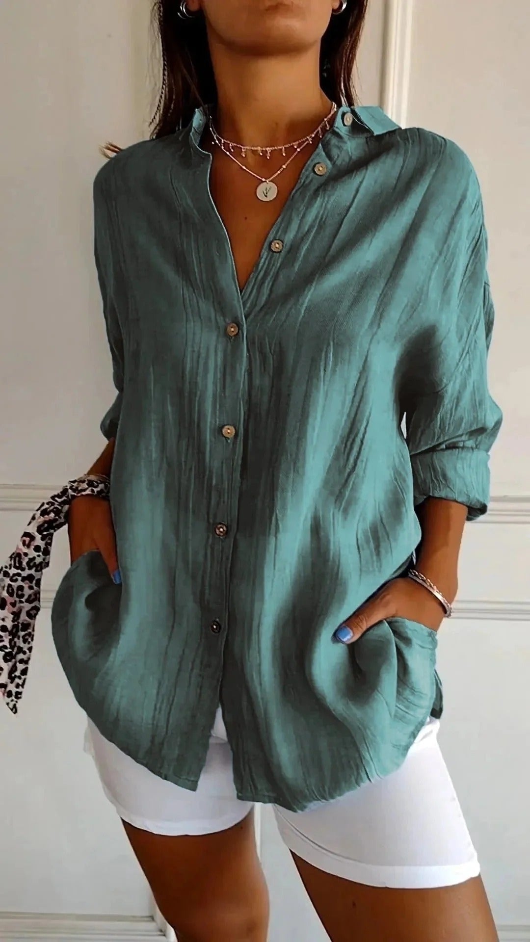 Bluse mit Knopfleiste | Langarm Damen