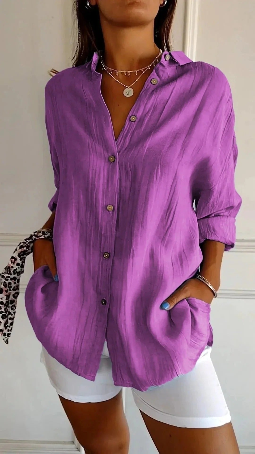 Bluse mit Knopfleiste | Langarm Damen