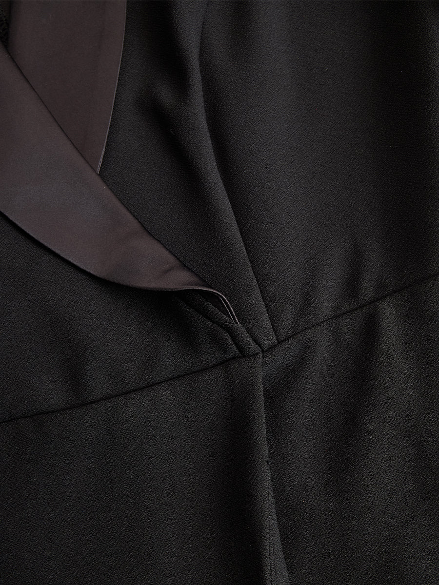 Schwarzes Spitzen-Blazer-Midi-Kleid für Damen | Langarm