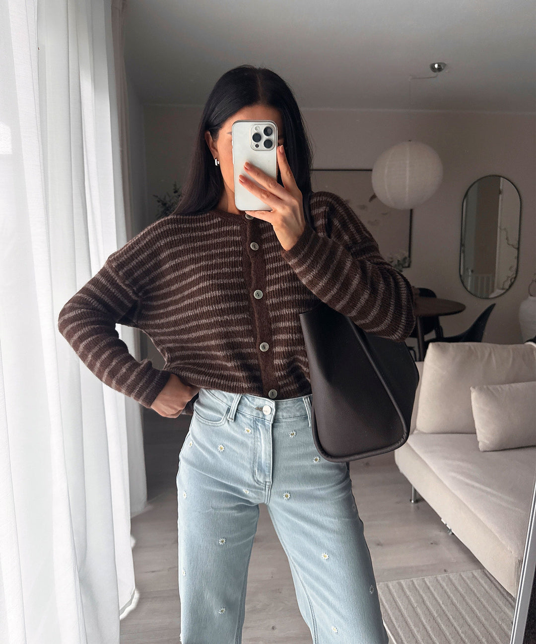 Strickjacke Streifen Naria Braun Ladypolitan ♡