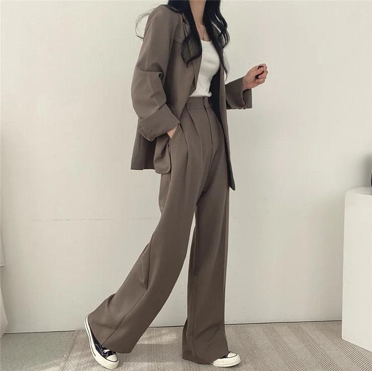 Maria | Damen Zweiteiliges Maßgeschneidertes Anzug-Set mit Langem Blazer