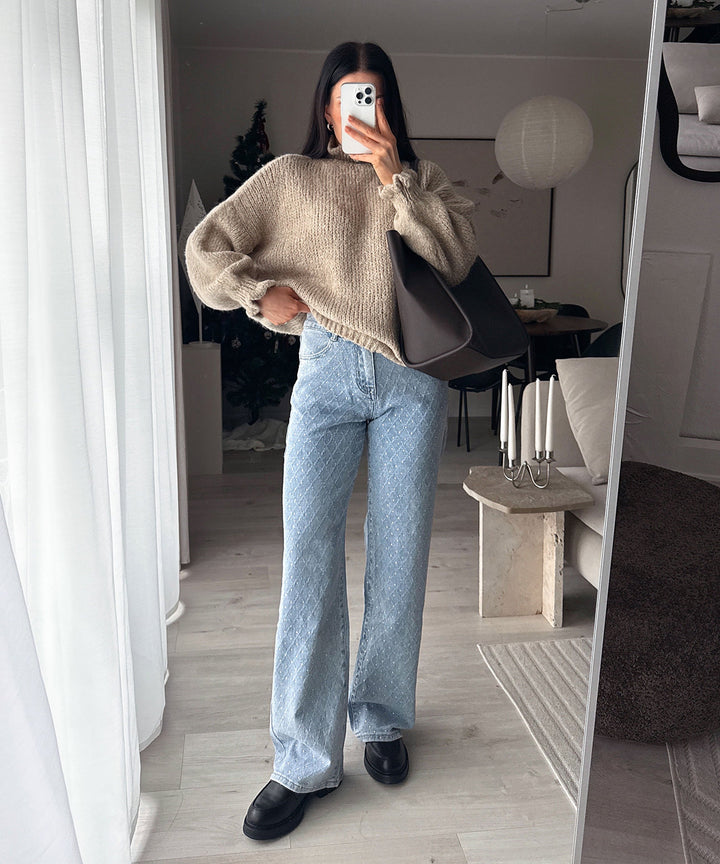 Stretch Wide Leg Jeans Kanja Blau Ladypolitan ♡