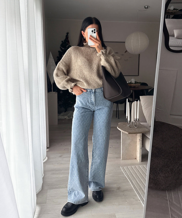 Stretch Wide Leg Jeans Kanja Blau Ladypolitan ♡