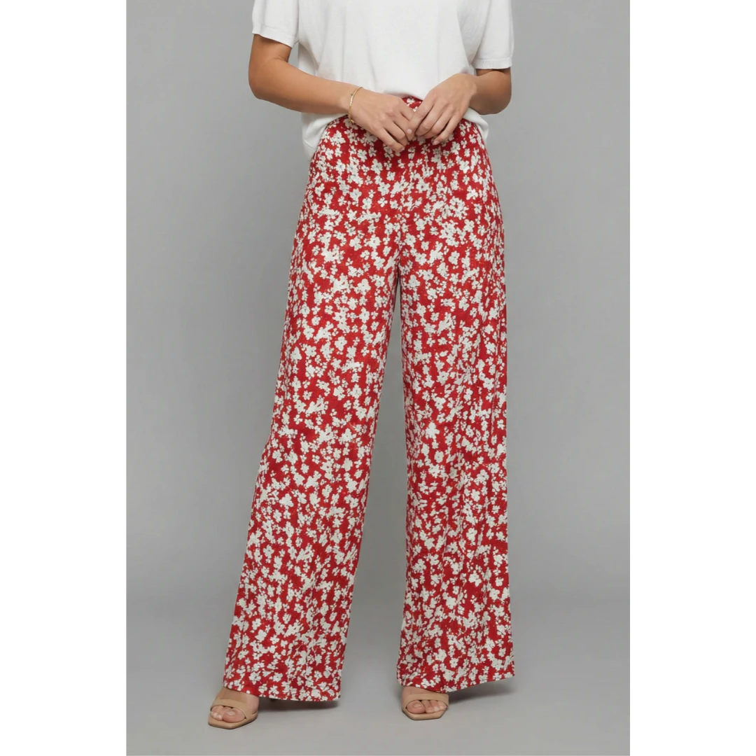 Lilly | Damen Palazzo Hose Mit Blumenmuster Für Alltag