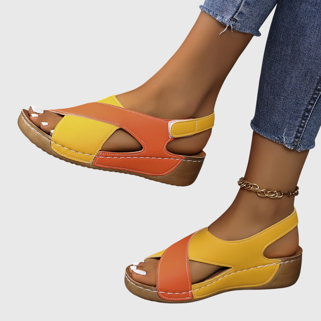 Christoph | Damen Freizeit-Sandalen in zweifarbigem Design mit offenem Zehenbereich