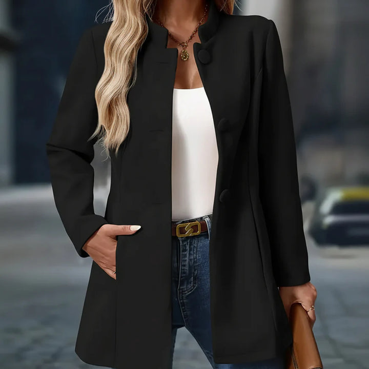 Übergangsjacke elegant für Damen – Stehkragen mit Knopfleiste