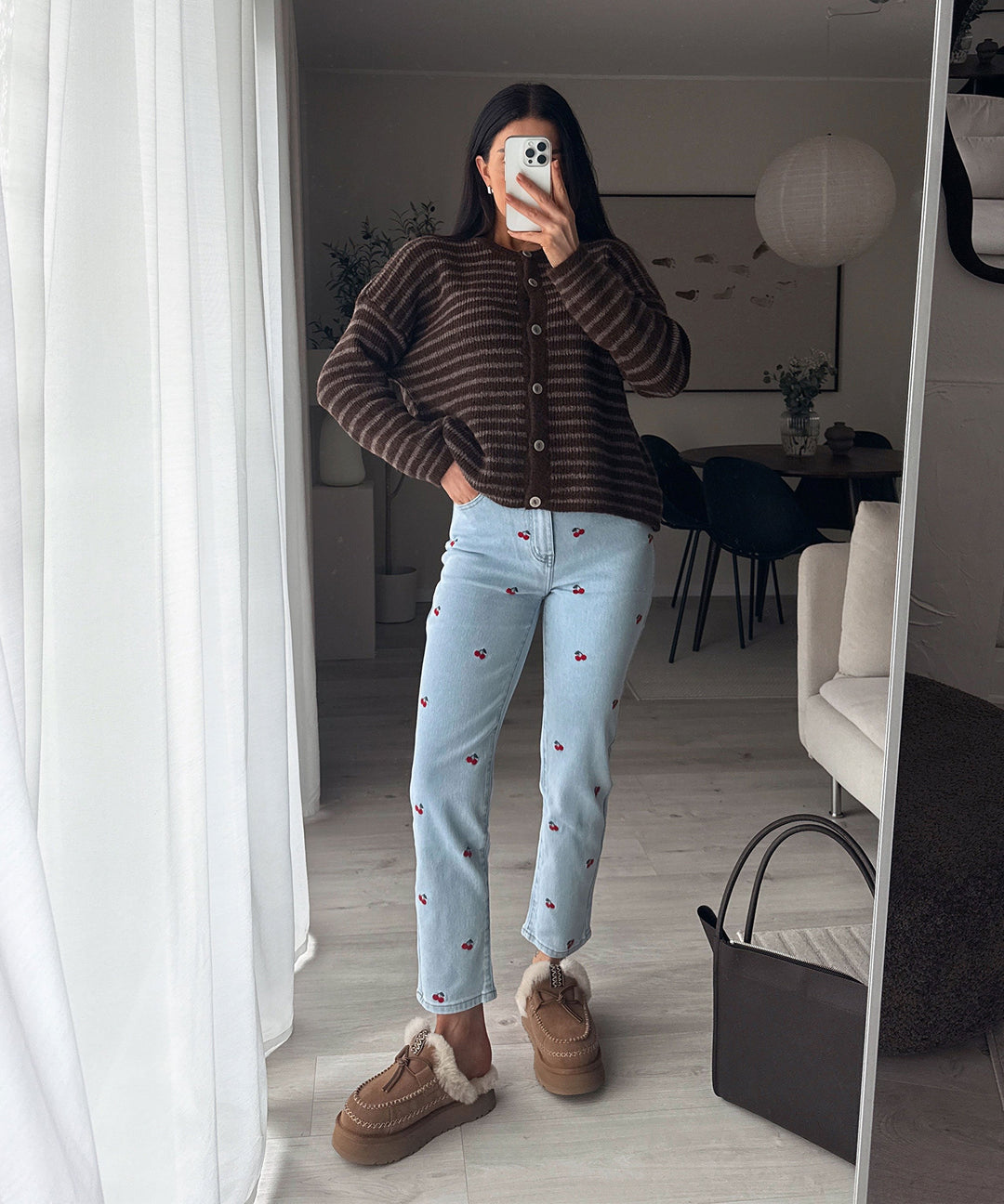 Strickjacke Streifen Naria Braun Ladypolitan ♡