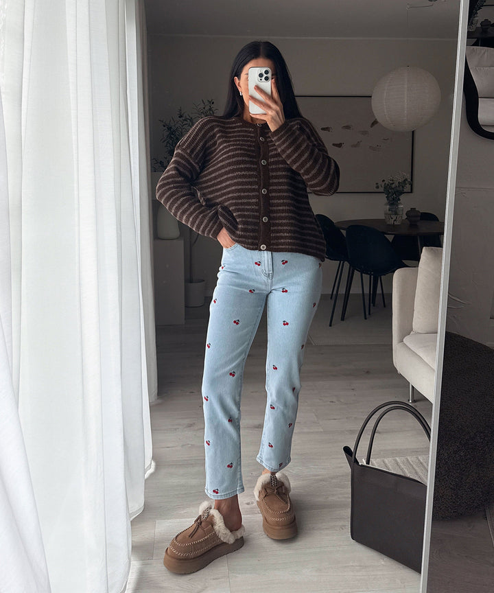 Strickjacke Streifen Naria Braun Ladypolitan ♡