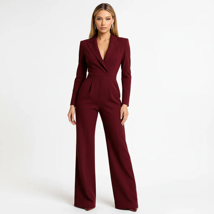 Eleganter Damen-Jumpsuit mit V-Ausschnitt & weiten Beinen