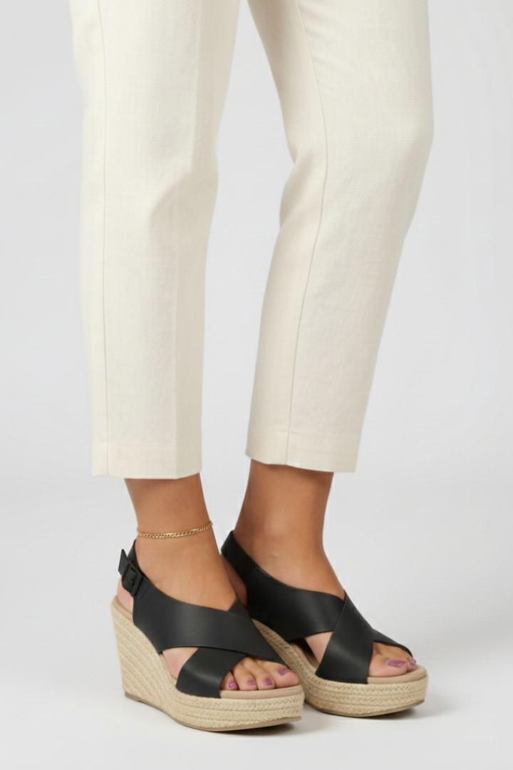 Julia | Damen Keilsandaletten mit überkreuztem Slingback-Riemen