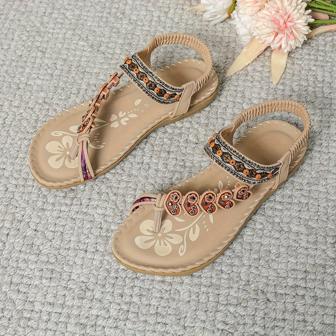 Helga | Damen Sommer Blumen Riemen Flache Freizeitschuhe