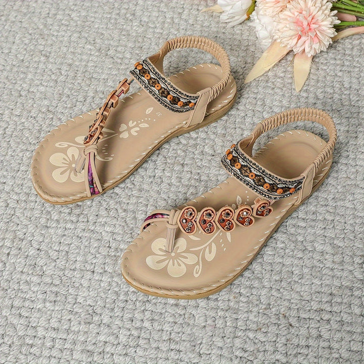 Helga | Damen Sommer Blumen Riemen Flache Freizeitschuhe