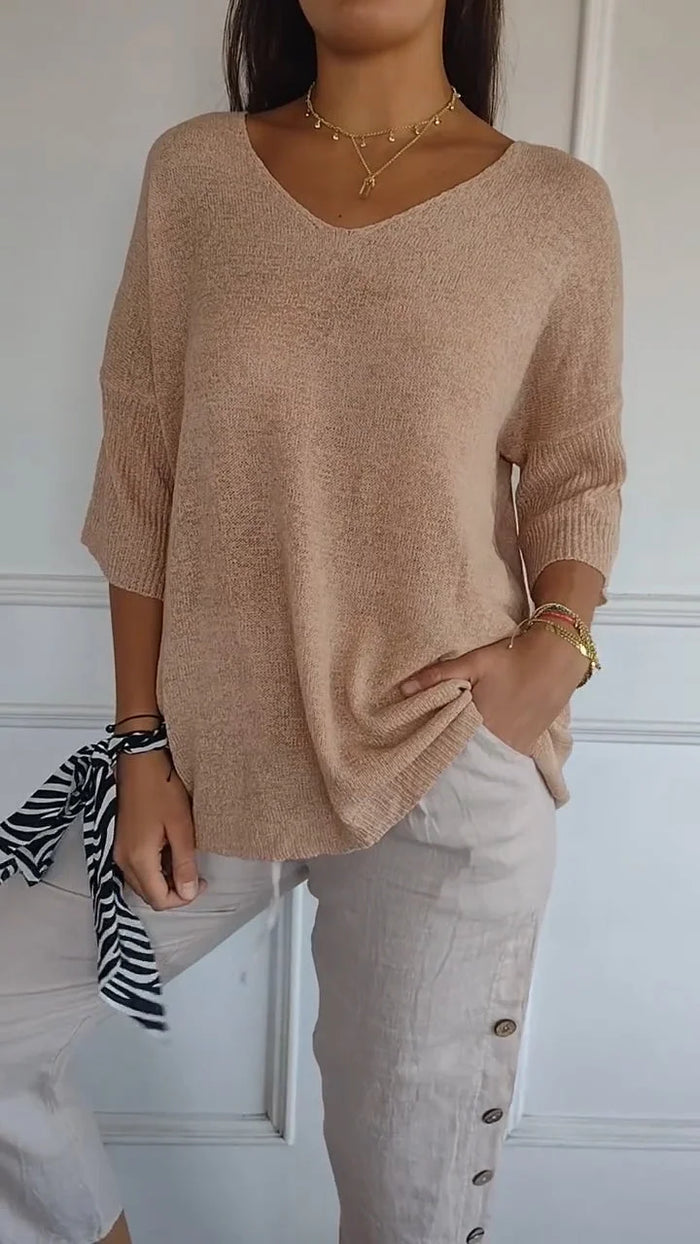 Damen Stricktop mit V-Ausschnitt