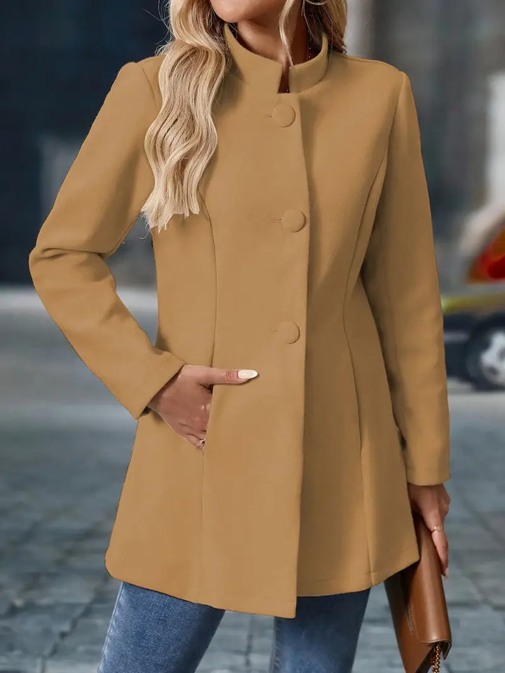 Übergangsjacke elegant für Damen – Stehkragen mit Knopfleiste