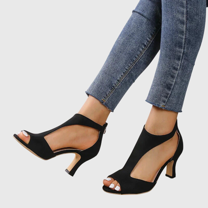 Jana | Damen Cut-Out Peep-Toe Absatz Sandalen
