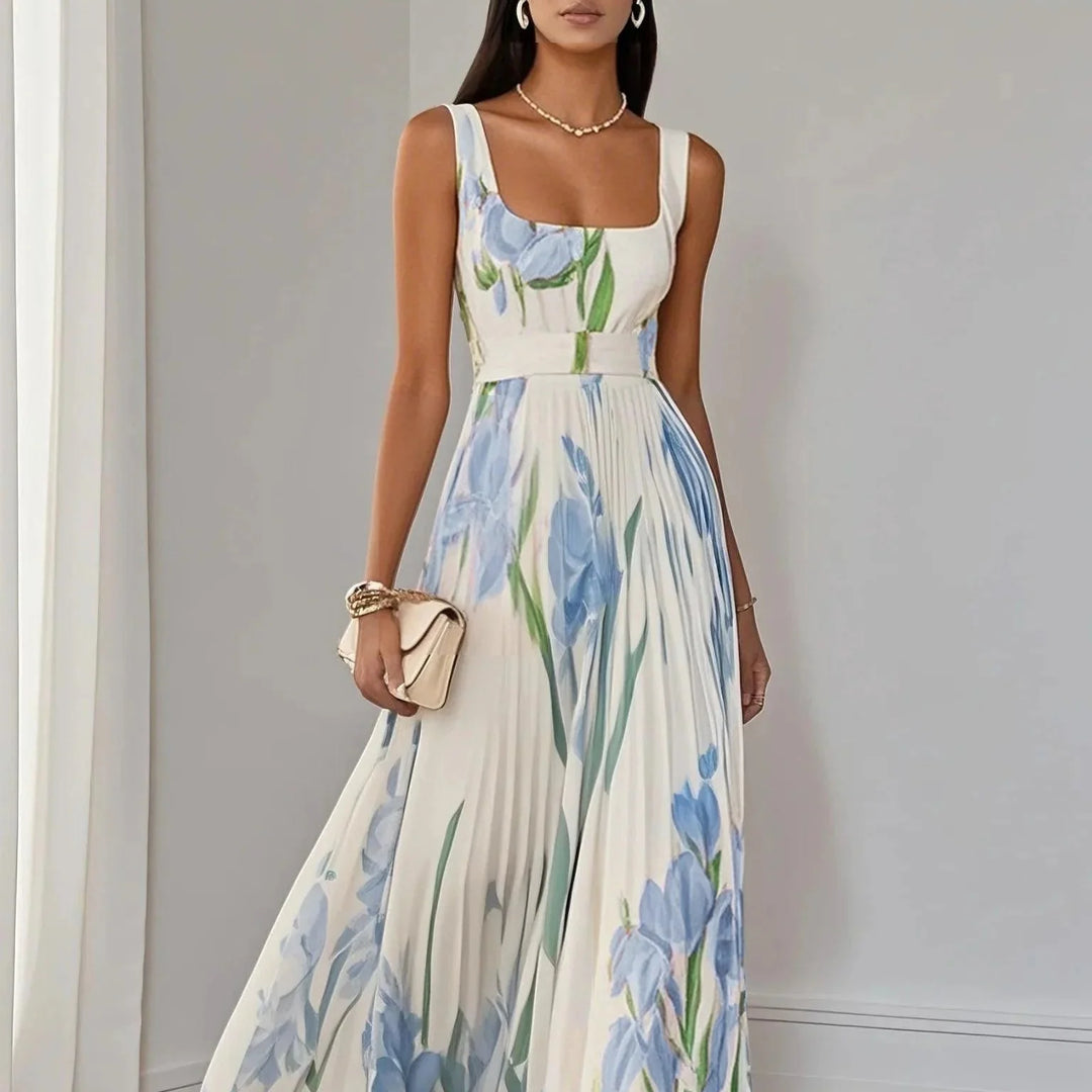 A-Linien-Maxikleid für Damen aus plissiertem Chiffon